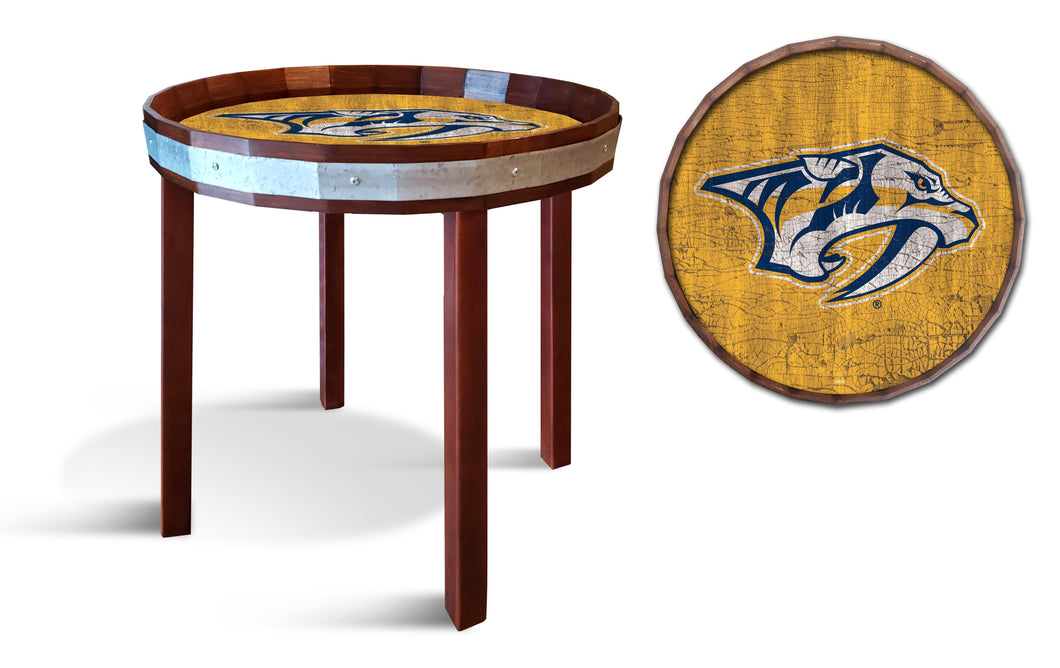 Nashville Predators Barrel Top Side Table