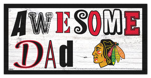 Chicago Blackhawks Awesome Dad Wood Sign - 6"x12"