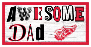 Detroit Red Wings Awesome Dad Wood Sign - 6"x12"