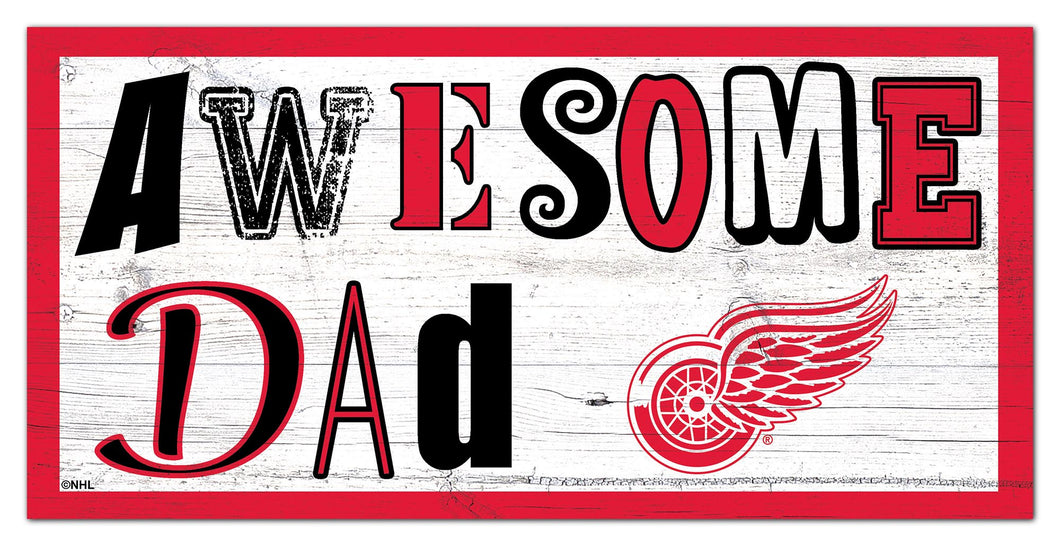 Detroit Red Wings Awesome Dad Wood Sign - 6