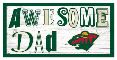 Minnesota Wild Awesome Dad Wood Sign - 6