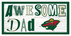 Minnesota Wild Awesome Dad Wood Sign - 6"x12"