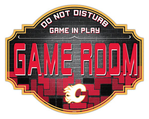 Calgary Flames Game Room Wood Tavern Sign -12"