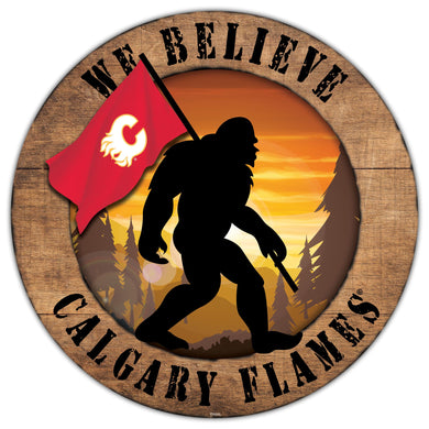 Calgary Flames We Believe Bigfoot Wood Sign - 12