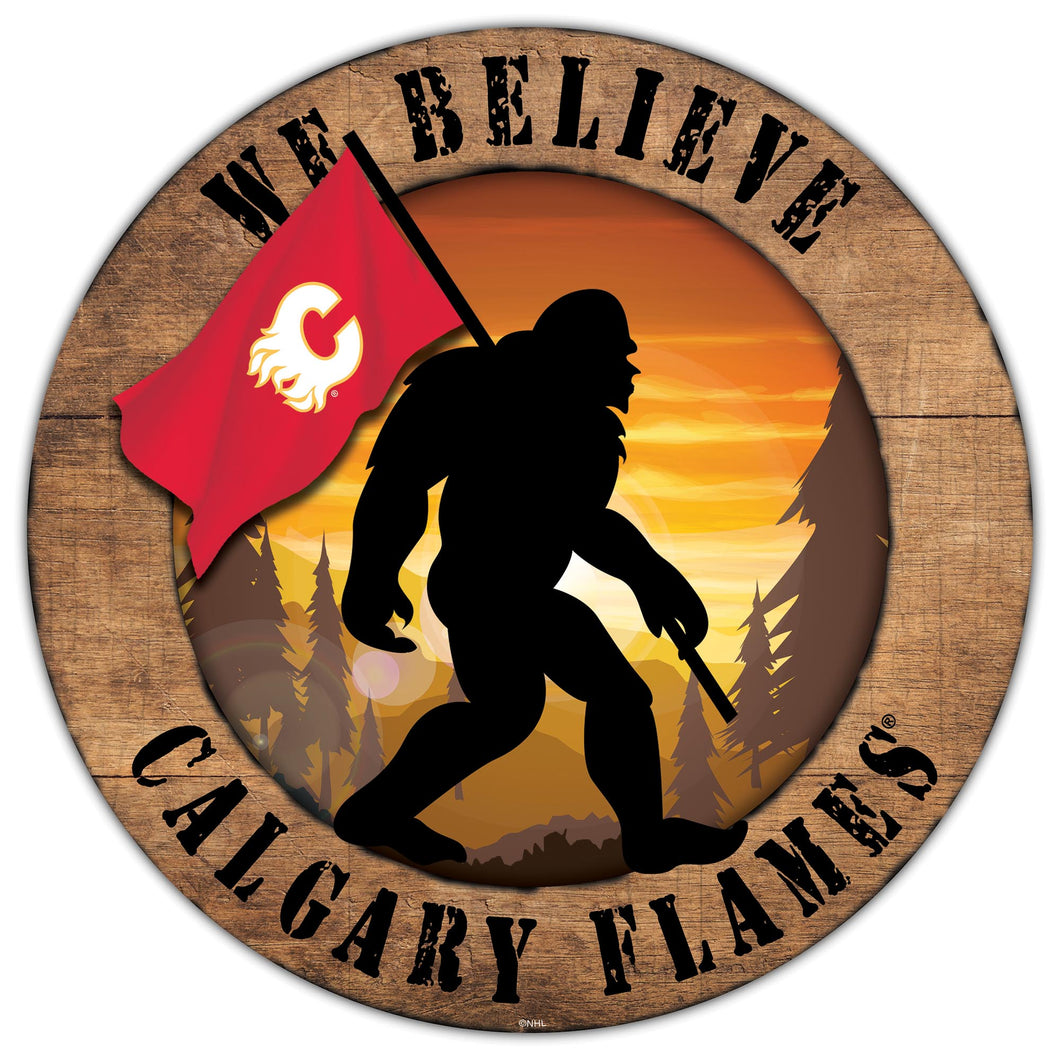 Calgary Flames We Believe Bigfoot Wood Sign - 12