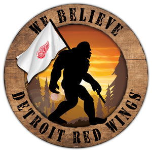 Detroit Red Wings We Believe Bigfoot Wood Sign - 12"