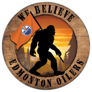 Edmonton Oilers We Believe Bigfoot Wood Sign - 12"