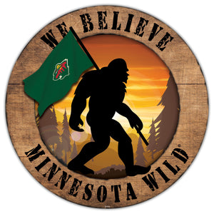 Minnesota Wild We Believe Bigfoot Wood Sign - 12"