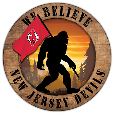 New Jersey Devils We Believe Bigfoot Wood Sign - 12
