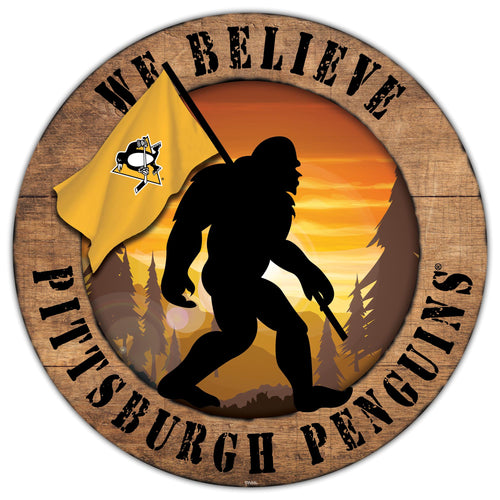 Pittsburgh Penguins We Believe Bigfoot Wood Sign - 12
