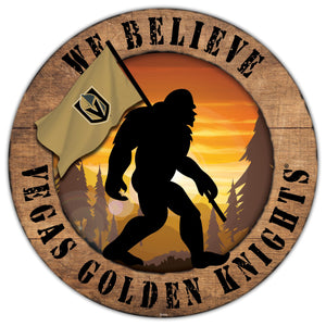 Vegas Golden Knights We Believe Bigfoot Wood Sign - 12"