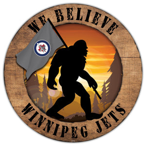 Winnipeg Jets We Believe Bigfoot Wood Sign - 12"