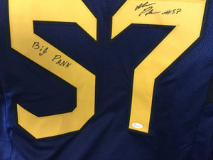 NCAA football memorabilia Adam Pankey "Big Pank" signed WVU jersey from Sports Fanz