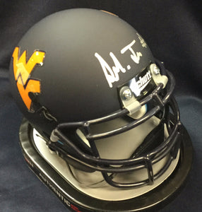 Shelton Gibson West Virginia Mountaineers Signed WVU Blue Mini Helmet JSA
