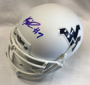 KJ Dillon West Virginia Mountaineers Signed White Mini Football Helmet