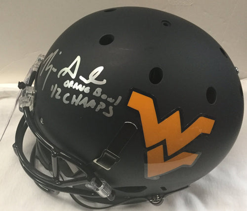 wvu football, najee goode autograph wvu helmet