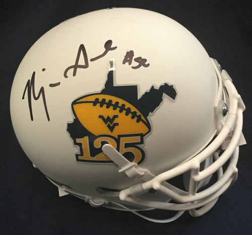 wvu football, najee goode autographed wvu mini helmet