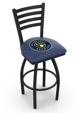 Milwaukee Brewers Swivel Counter Stool with Black Wrinkle Finish - 30