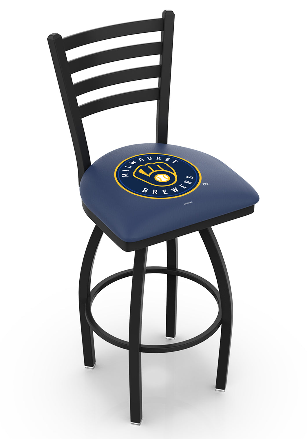 Milwaukee Brewers Swivel Counter Stool with Black Wrinkle Finish - 36