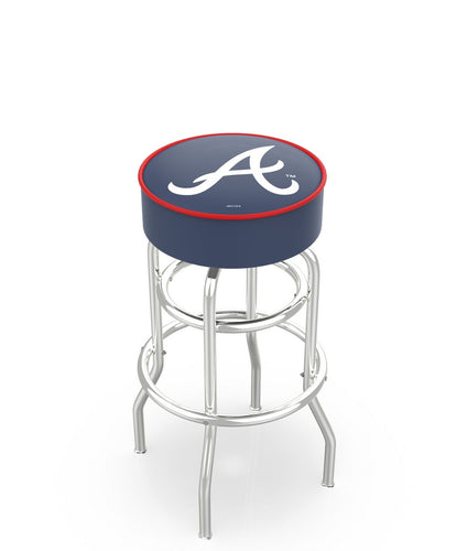 Atlanta Braves Doubling Swivel Counter Stool with Chrome Finish - 25