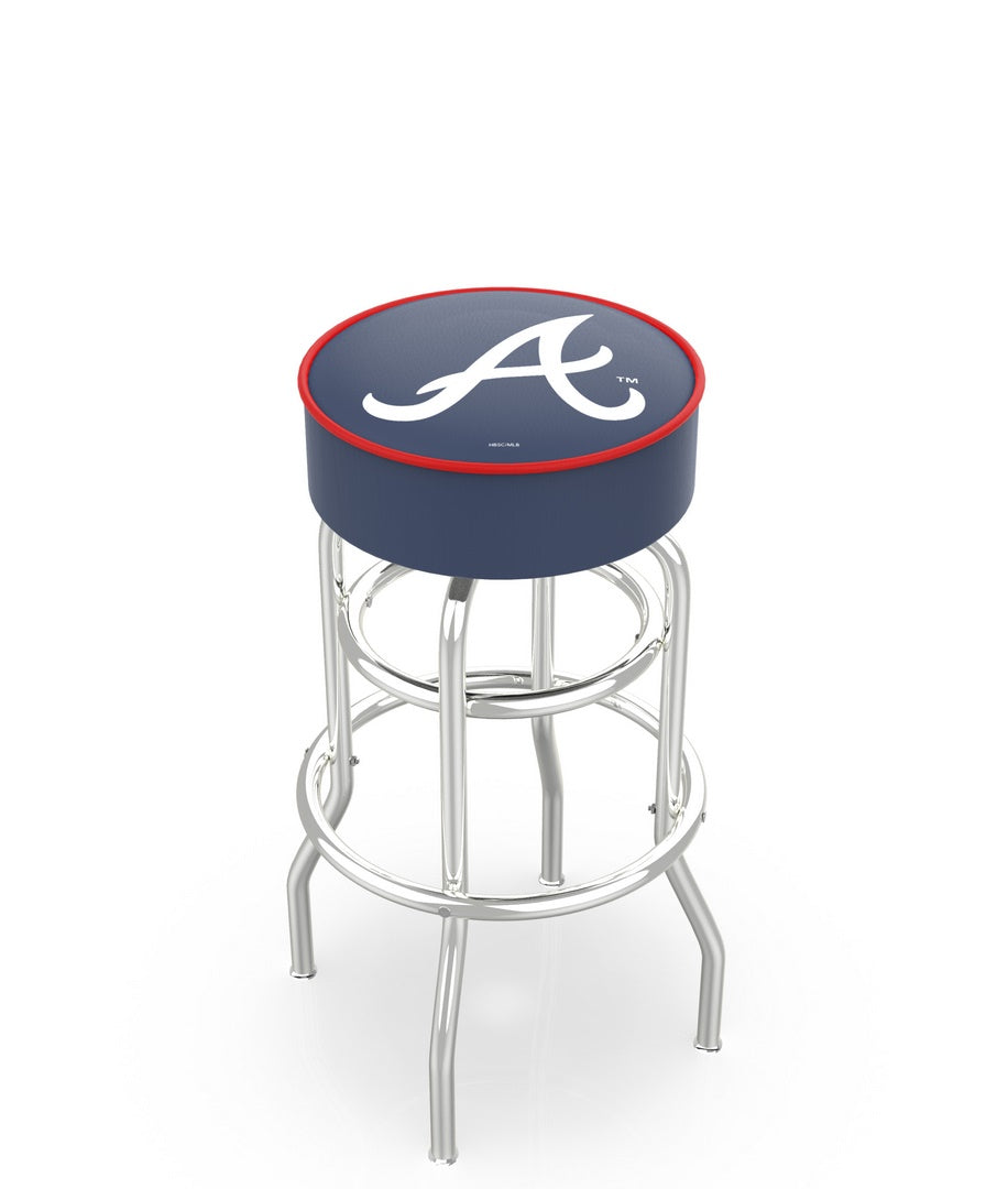 Atlanta Braves Doubling Swivel Counter Stool with Chrome Finish - 25