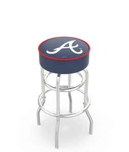 Atlanta Braves Doubling Swivel Counter Stool with Chrome Finish - 30"