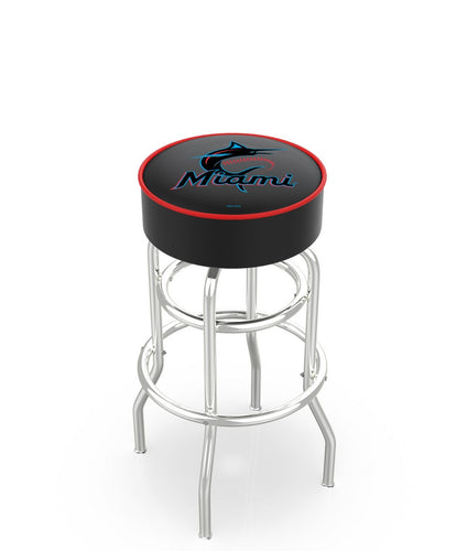 Miami Marlins Doubling Swivel Counter Stool with Chrome Finish - 25
