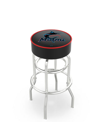 Miami Marlins Doubling Swivel Counter Stool with Chrome Finish - 30