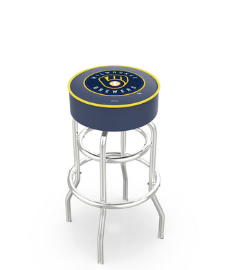 Milwaukee Brewers Doubling Swivel Counter Stool with Chrome Finish - 25