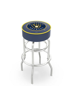 Milwaukee Brewers Doubling Swivel Counter Stool with Chrome Finish - 25"