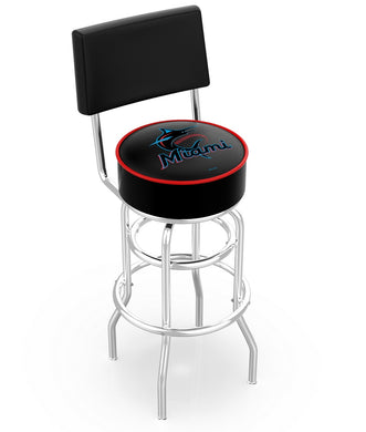 Miami Marlins Doubleing Swivel Bar Stool with Chrome Finish  -30