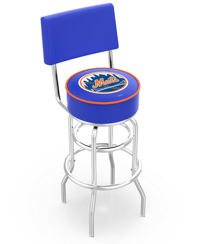 New York Mets Doubleing Swivel Bar Stool with Chrome Finish  -30