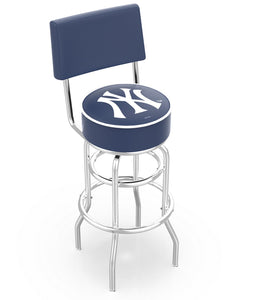 New York Yankees Doubleing Swivel Bar Stool with Chrome Finish  -25"