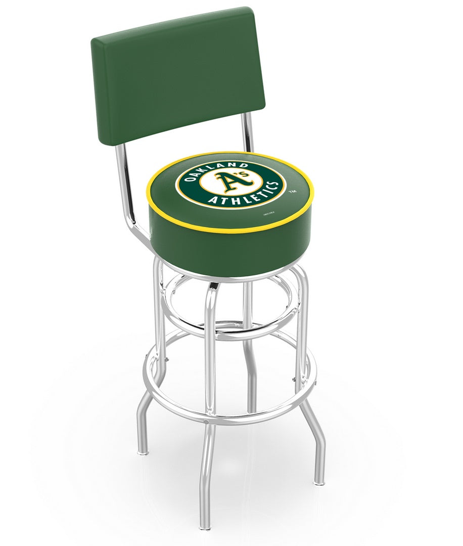 Oakland Athletics Doubleing Swivel Bar Stool with Chrome Finish  -30