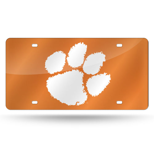 Clemson Tigers Orange Chrome Laser Tag License Plate 
