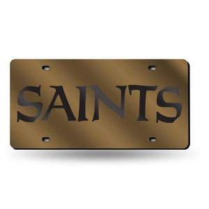 New Orleans Saints Wordmark Gold Chrome Laser Tag License Plate