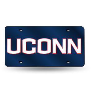 Connecticut Huskies Blue Chrome Laser Tag License Plate 