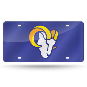 Los Angeles Rams Navy Chrome Laser Tag License Plate