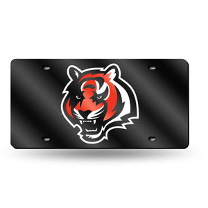 Cincinnati Bengals Head Logo Silver Laser Tag License Plate 