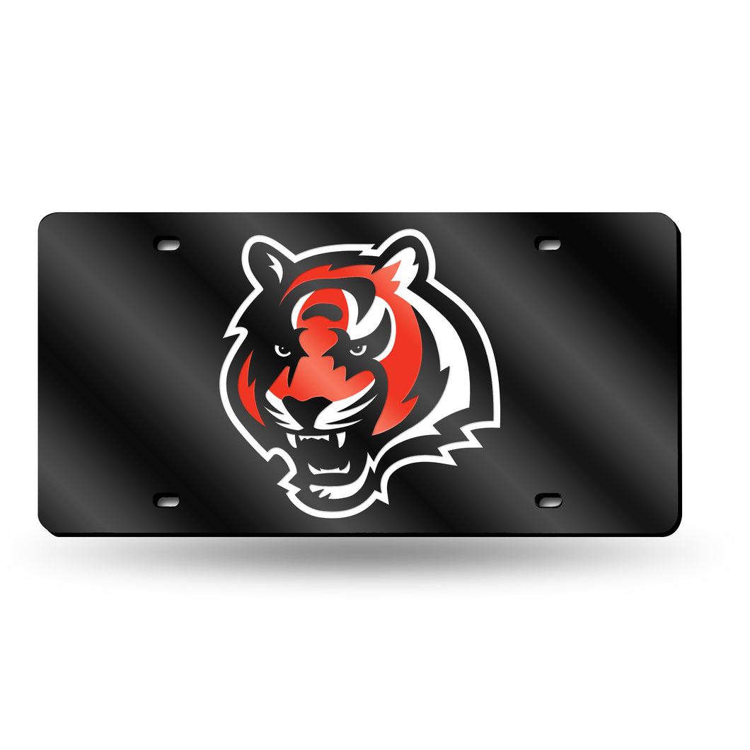 Cincinnati Bengals Head Logo Silver Laser Tag License Plate 