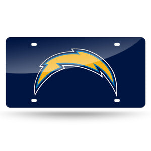 Los Angeles Chargers Dark Blue Chrome Laser Tag License Plate