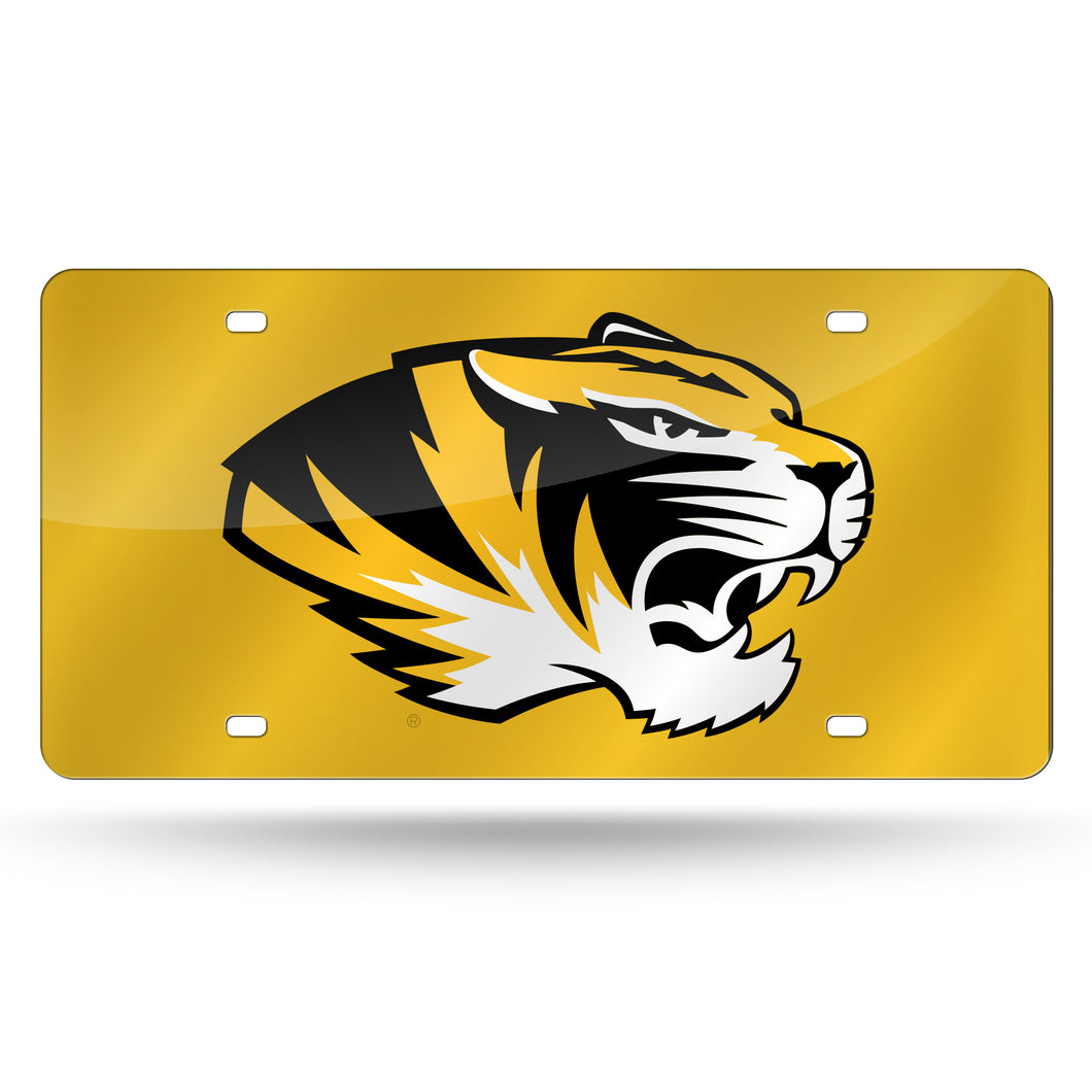 Missouri Tigers Yellow Chrome Laser Tag License Plate 