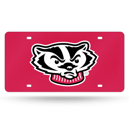 Wisconsin Badgers Red Chrome Laser Tag License Plate 