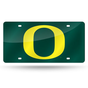 Oregon Ducks "O" Green Chrome Laser Tag License Plate 