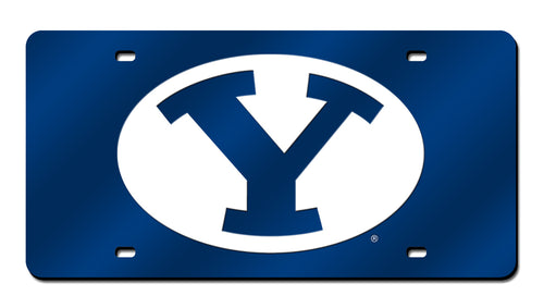 BYU Cougars Blue Chrome Laser Tag License Plate 