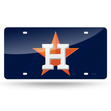 Houston Astros Navy Chrome Laser Tag License Plate