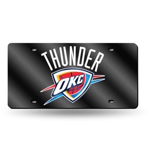 Oklahoma Thundering Black Laser Tag License Plate
