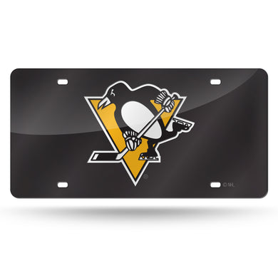 Pittsburgh Penguins Black Chrome Laser Tag License Plate