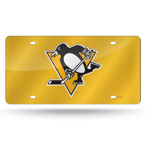 Pittsburgh Penguins Gold Chrome Laser Tag License Plate