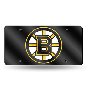 Boston Bruins Black Chrome Laser Tag License Plate